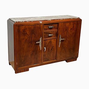 Credenza Art Deco in noce, laccato e nichel, Francia, anni '30