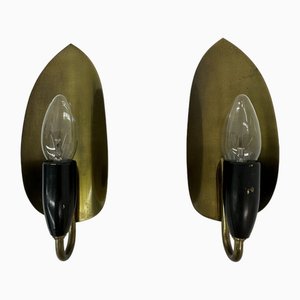 Brass Wall Lamps, 1950s, Set of 2