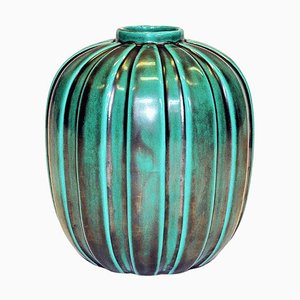 Green Glazed Ceramic Vase by Upsala Ekeby, Sweden, 1930s