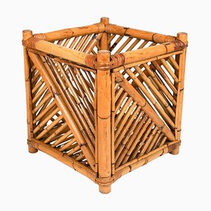 Rattan and Bamboo Plant Holder or Basket attributed to Vivai Del Sud, Italy, 1970s