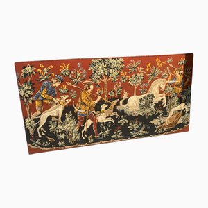 Vintage Red, Black & Green Unicorn Tapestry