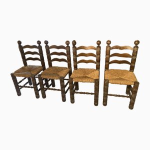 Chaises en Bois par Charles Dudouyt, Set de 2