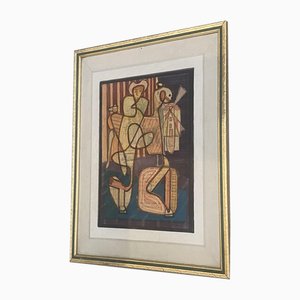 JF Fabre, Composition, 1970s, Small Painting, Framed