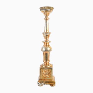 Golden Wooden Candlestick in Gold Leaf, 1700s