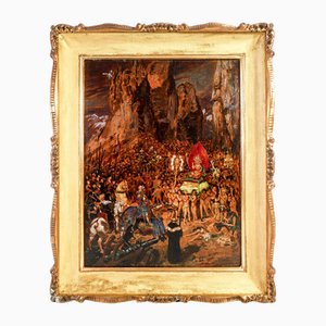 Gustave Alaux, Pizarro et Atahualpa, 20ème Siècle, Peinture à l'Huile, Encadrée