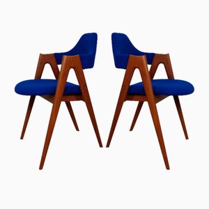 Compass Chairs in Teak & Kvadrat Hallingdal 65 by Nana Ditzel, Kai Kristiansen for Schou Andersen, 1960s, Set of 2