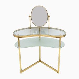 Mid-Century Italian Modern Brass Dressing Table with Mirror attributed to Luigi Brusotti, 1940s