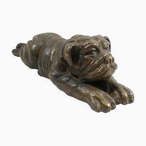 Grande Sculpture Bulldog en Bronze, 1970s