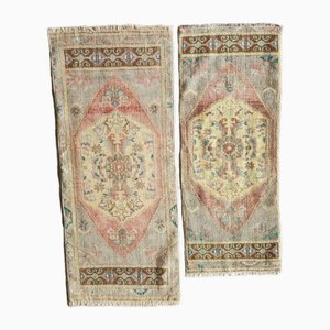 Small Turkish Faded Rugs, Set of 2