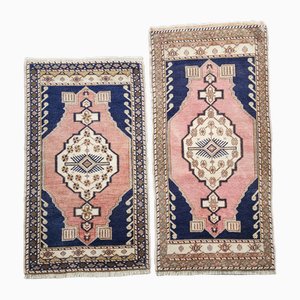 Traditional Handwoven Turkish Oushak Wool Bath Mats, Set of 2