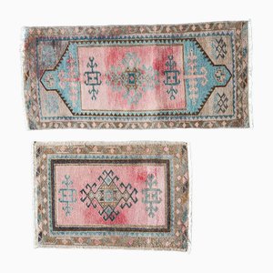 Small Turkish Muted Color Area Rugs, Set of 2