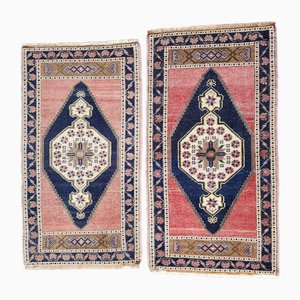 Small Oushak Wool Hand-Knotted Turkish Rugs, 1970s , Set of 2