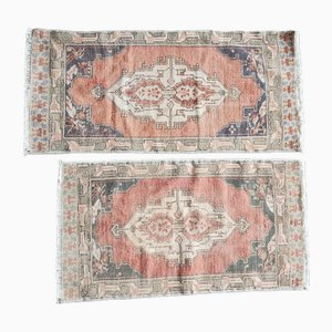 Turkish Oriental Matching Runner Rugs in Muted Colors, Set of 2