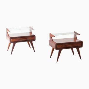 Italian Bedside Tables with Glass Tops, 1950s, Set of 2