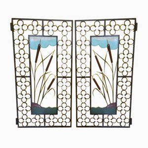 Französische Türen aus Schmiedeeisen mit Quatrefoil Motiv, 1950er, 2er Set