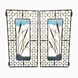 French Wrought Iron Doors with Quatrefoil Motif, 1950s, Set of 2