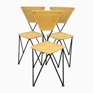 Mid-Century Sonett Series Chairs in Wicker from Karl Fostel Senior's Erben, Austria, 1950s, Set of 3