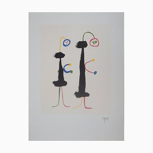 Joan Miro, Coppia di innamorati surreali, anni '70, Litografia