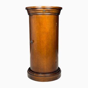 Vintage Wood Oval Pedestal Cabinet, Italy, 1970s