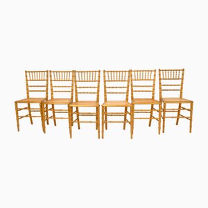 Französische Esszimmerstühle aus Vergoldetem & Rohrgeflecht, Frankreich, 1930er, 6er Set