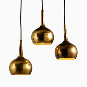 Onion Shaped Pendants in Brass by Hans-Agne Jakobsson, Sweden, 1960s, Set of 3