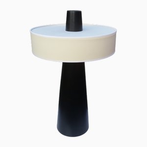 Large Minimalist French Black Ceramic Table Lamp from Le Dauphin, 1980s