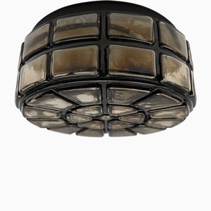 Round Smoked Glass Flush Mount Boom by Limburg, Germany, 1960s