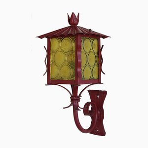 Exterior Lantern in Red Wrought Iron, 1950s