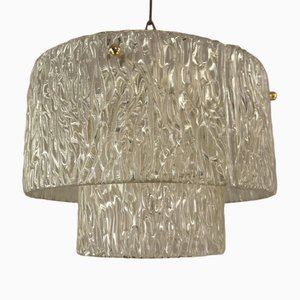 Mid-Century Ceiling Lamp in Ice Glass by Jt Kalmar, Austria, 1960s