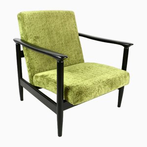 Dark Brown Wood GFM-142 Armchair in Olive Green attributed to Edmund Homa, 1970s
