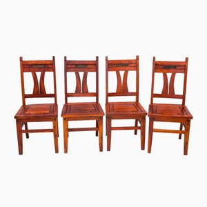 Art Nouveau Mahogany Chairs, 1890s, Set of 4