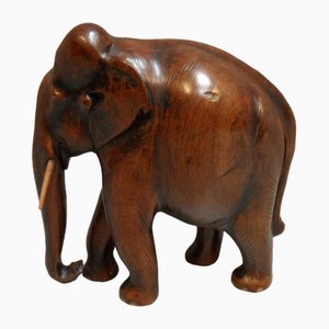 Vintage Wooden Miniature Elephant, 1920s