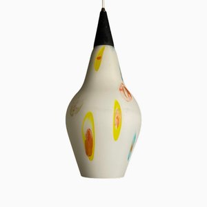 Mid-Century Opaline Murano Glass Pendant Lamp from Stilnovo, 1950s