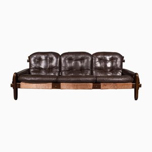 Vintage Brazilian Leather Sofa by Jean Gillon for Probel, 1970s