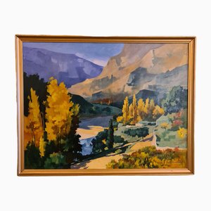 Robert Martin, Fall in the Tarn, 1970s, Oil on Canvas, Framed