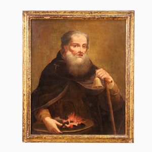 Saint Anthony the Abbot, 18th Century, Oil on Canvas, Framed