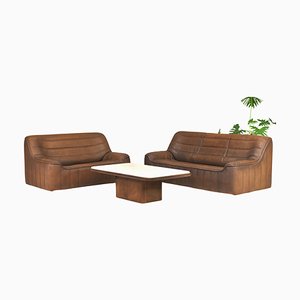 DS-84 Living Room Set in Tan Buffalo Leather from de Sede, Switzerland, 1970s, Set of 3