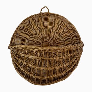 Vintage Wicker Wall Basket, 1970s