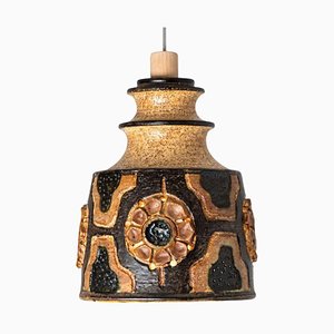 Lampada a sospensione in ceramica marrone di Axella, Danimarca, anni '70