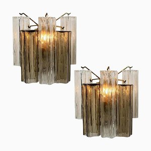 Smoked and Clear Glass Wall Lights attributed to J. T. Kalmar for Kalmar, Austria, 1960s, Set of 2