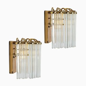 Hanging Rod Glass and Brass Wall Sconce in the style of Sciolari, 1960s