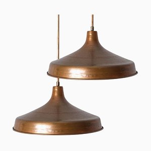 Grande Lampe à Suspension en Cuivre, Danemark, 1960-1970s