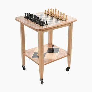 Tavolo da scacchi vintage in legno