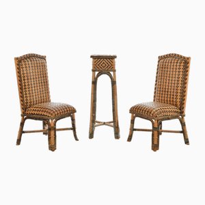 Rattan Chairs and Side Table, Set of 3