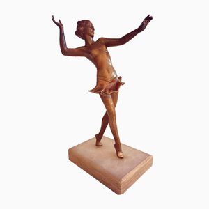 Figura de bailarina Spelter Art Déco, años 30