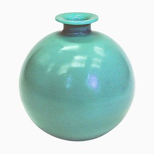 Green Flowerball Glass Vase by Harald Notini for Pukeberg, Sweden 1930s