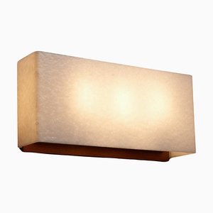 Large Wall Lamp with Textured Diffuser and Teak Frame from Kontakt-Werkstätten, 1960