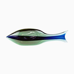 Blauer und grüner Muranoglasfisch, Antonio Da Ros zugeschrieben für Cenedese Murano, Italien, 1960er