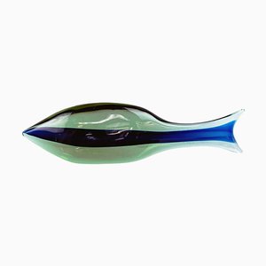 Poisson en Verre de Murano Bleu et Vert attribué à Antonio Da Ros pour Cenedese Murano, Italie, 1960s