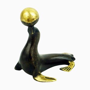 Mid-Century Austrian Brass Ball Playing Seal attributed to Richard Rohac, 1950s
